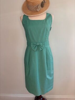 Vintage Laura Ashley Light Teal Dress Linen/Cotton Blend